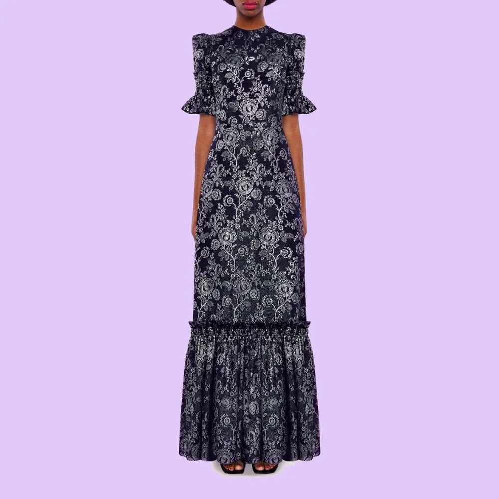 $3245 NWT The Vampire’s Wife ‘The Night Flight’ Gown in Ink Black and Silver - Picture 8 of 13